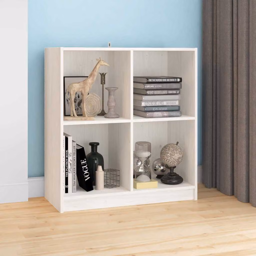 Credenza moderna vidaXL in legno massello di pino bianca L: 70 cm, P: 33 cm, H: 76 cm
