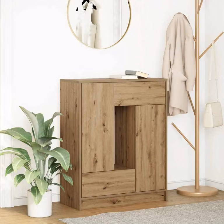 vidaXL Credenza con Cassetti e Ante in Rovere Marrone, Stile Moderno, L 73 cm x P 31 cm x H 90 cm