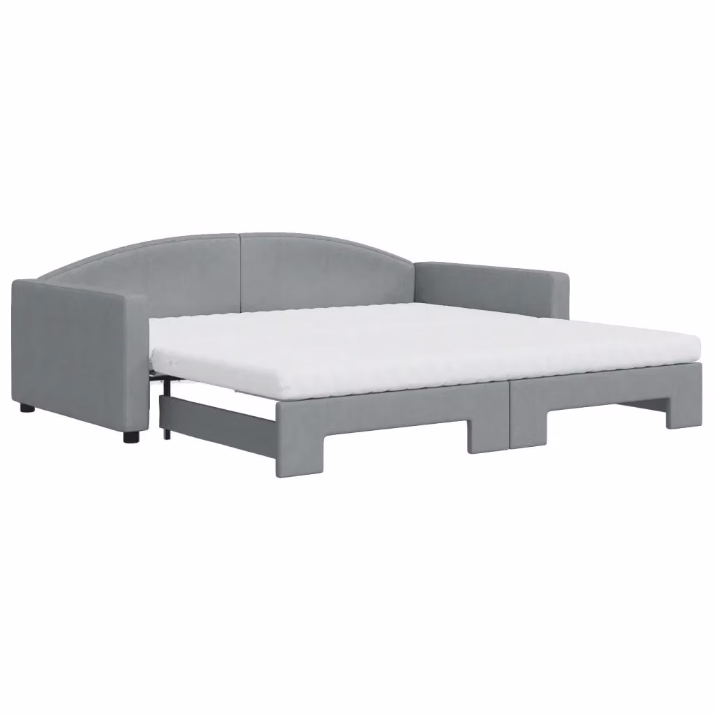 Divano Letto Estraibile vidaXL Grigio con Cassetto, Rivestimento in Tessuto e Struttura in Legno e Metallo, L/P/H: 223 x 100 x 75 cm – 2