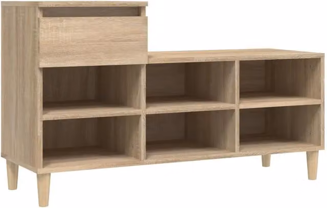 Scarpiera Sonoma HELLOSHOP26 in rovere beige con cassetti e ripiani, stile moderno, L: 102 cm, P: 36 cm, H: 60 cm – 1