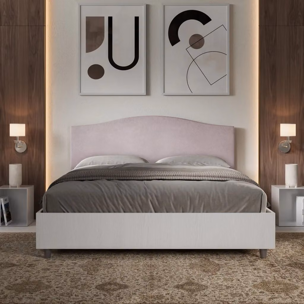 Letto Matrimoniale con Contenitore e Rete a Alzata GIORDANOSHOP L/P/H: 160 x 200 x 115 cm in Tessuto Microfibra Colore Viola o Rosa – 2