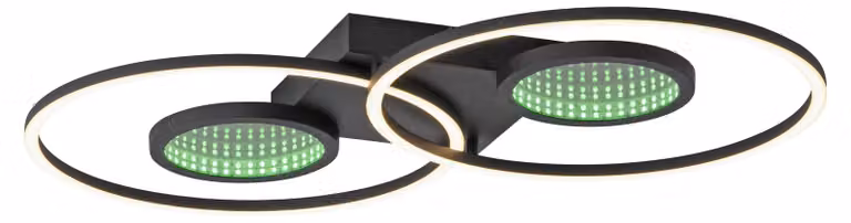 Plafoniera LED RGB, nera, telecomando dimmerabile, H 7 cm