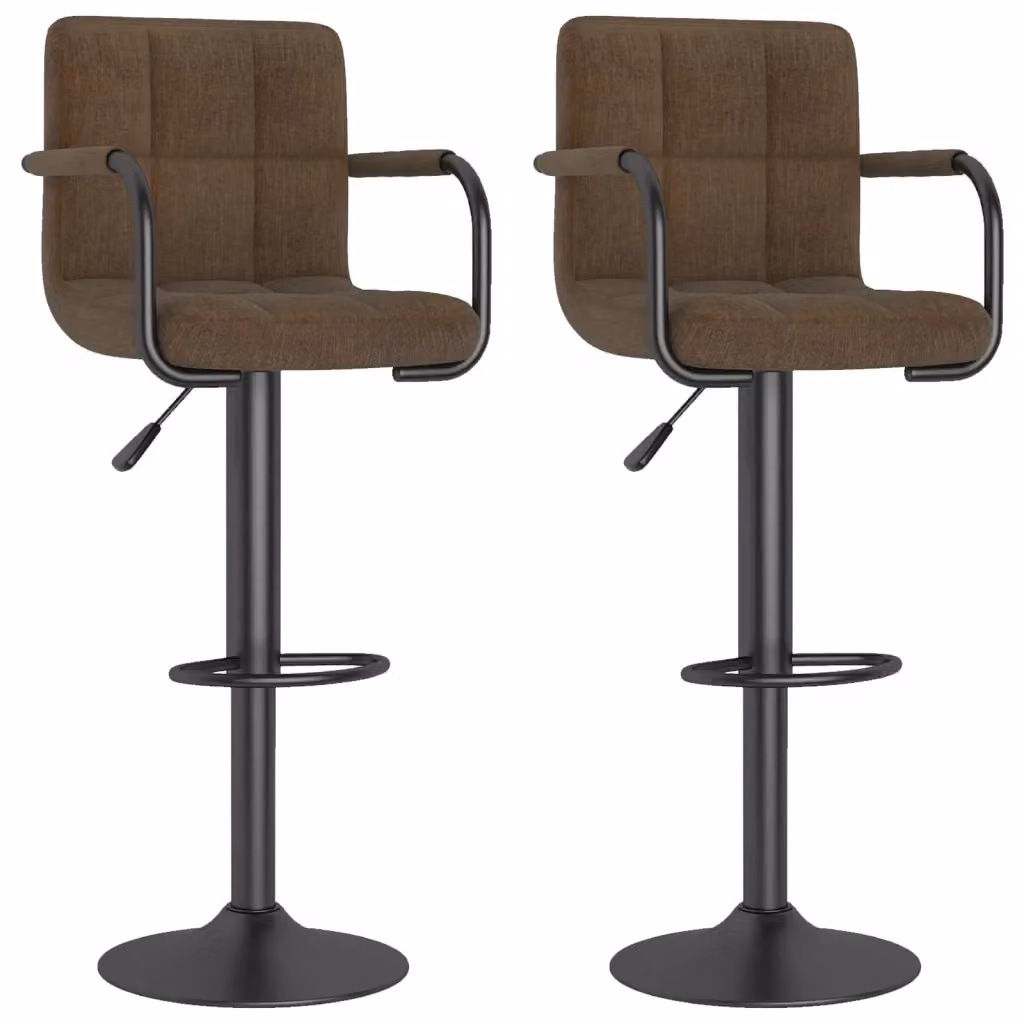Set di 2 sgabelli da bar vidaXL moderni in tessuto marrone e nero con seduta girevole a 360 gradi – 2
