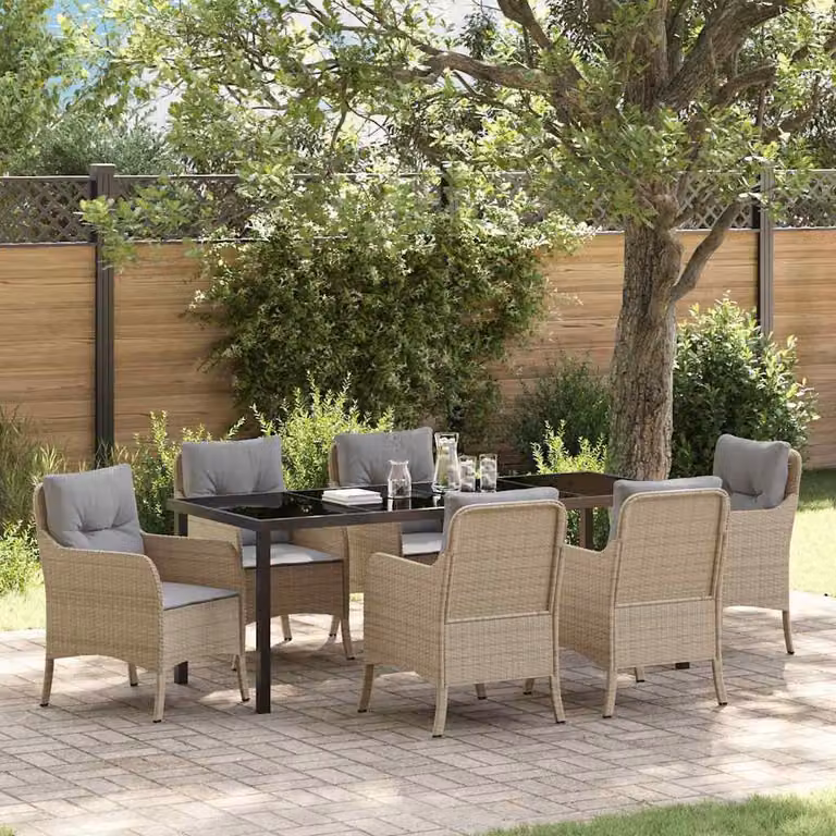 Maison Exclusive - Set da giardino per esterni, 7 pezzi, rattan sintetico beige