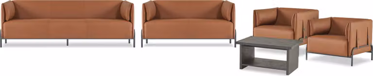 Braune Arbeitszimmer Sofagarnitur Designer Sitzmöbel Ledermöbel 5tlg