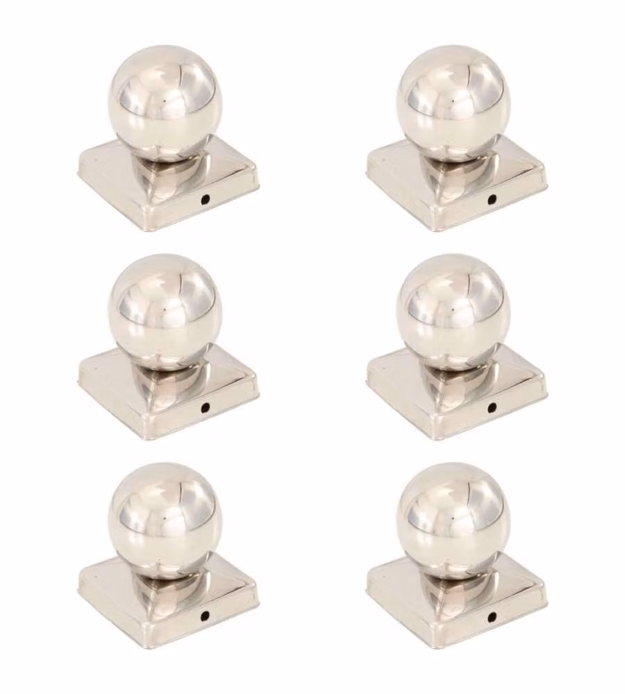 Tappi per Pali 6 pz Estremità a Globo in Acciaio Inox 101x101 mm