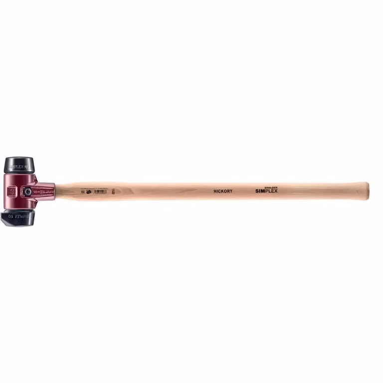 Mazza SIMPLEX soft-face con alloggiamento TE e manico in legno 700 mm, Ø 60, composizione in gomma con supporto / composizione in gomma