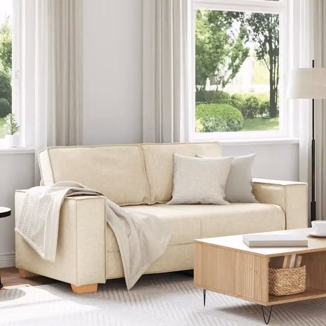 Divano a 2 posti moderno vidaXL in tessuto beige con struttura mista L: 180 cm, P: 78 cm, H: 84 cm – 1