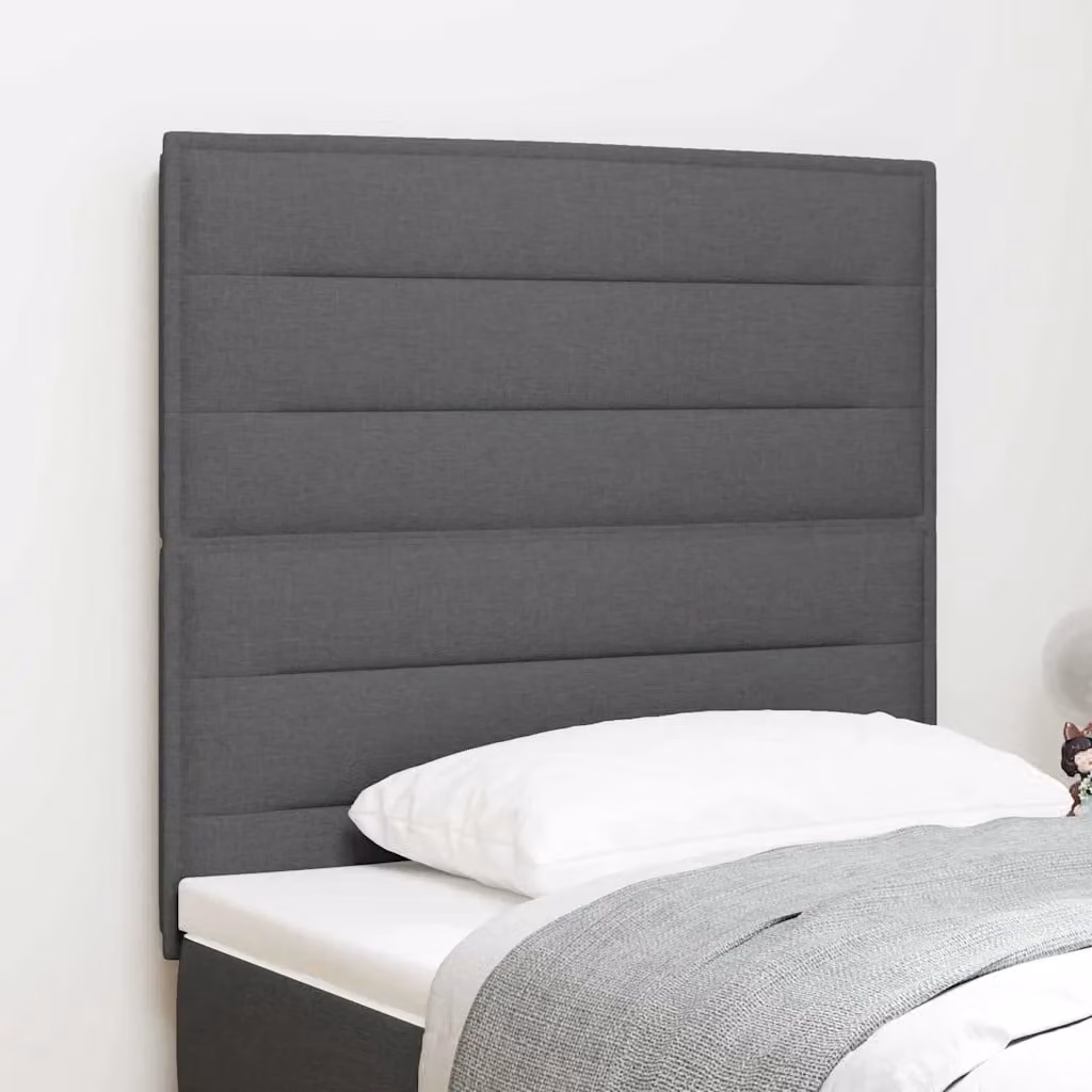 Testiera per letto moderna vidaXL in tessuto grigio con struttura in legno di pino