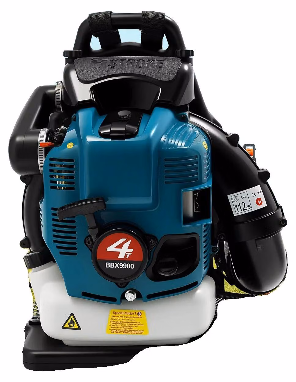 Soffiatore a zaino, cilindrata di 75,6 cm³, potenza di 2,6 kW, velocità di rotazione di 7000 giri/min, serbatoio del carburante da 1,9 litri, lunghezza del tubo di 168 cm