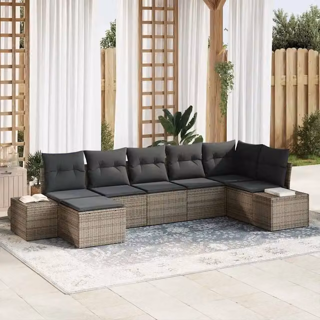Set Divano da Giardino 7 pz Grigio polyrattan 3355818