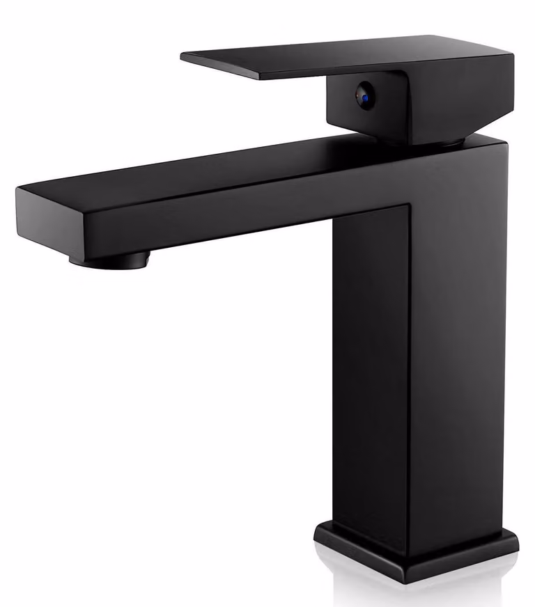 Miscelatore monocomando per lavabo, nero, in acciaio inossidabile, forma quadrata