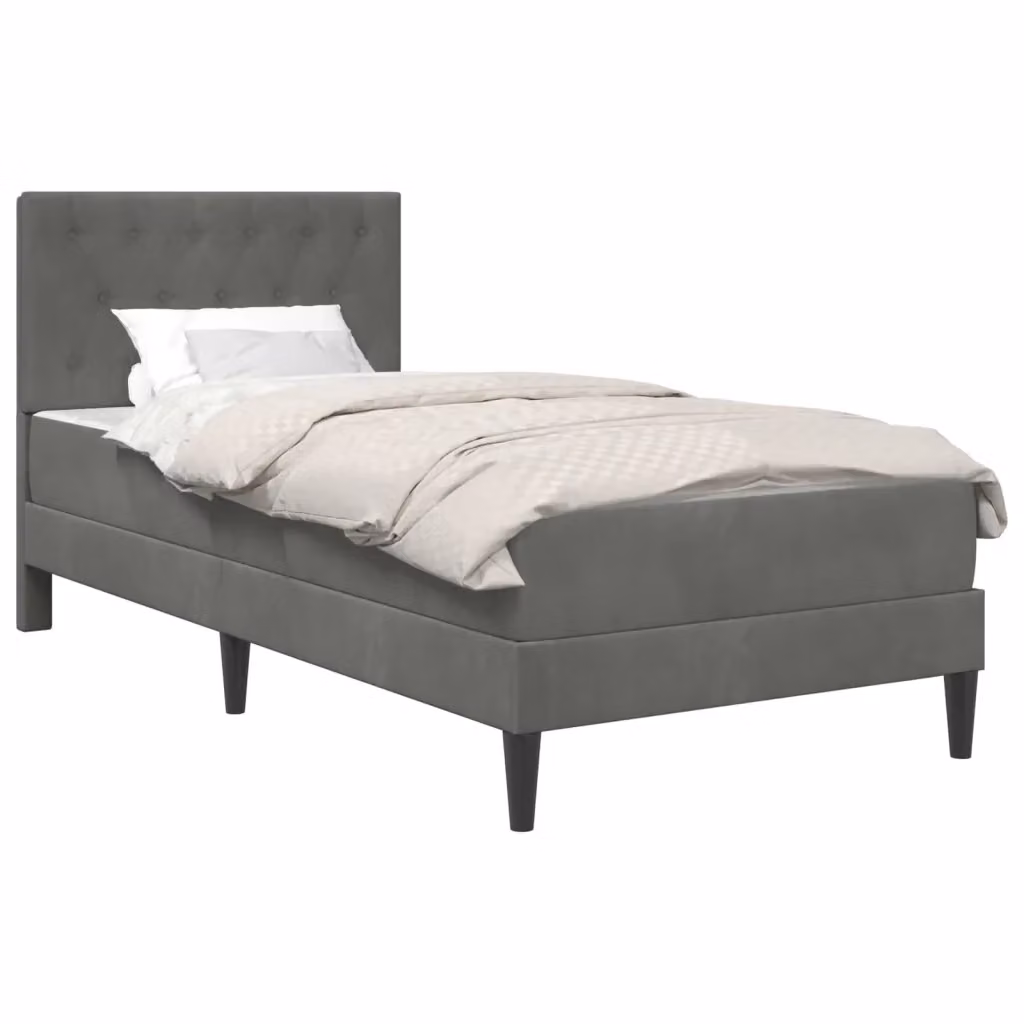 Letto moderno con struttura imbottita in velluto grigio vidaXL L: 200 cm, L: 80 cm, H: 84 cm – 2
