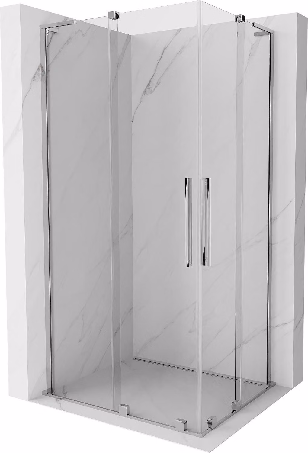 Mexen Velar L Duo cabina doccia scorrevole 100 x 90 cm, trasparente, cromato - 871-100-090-02-03-01