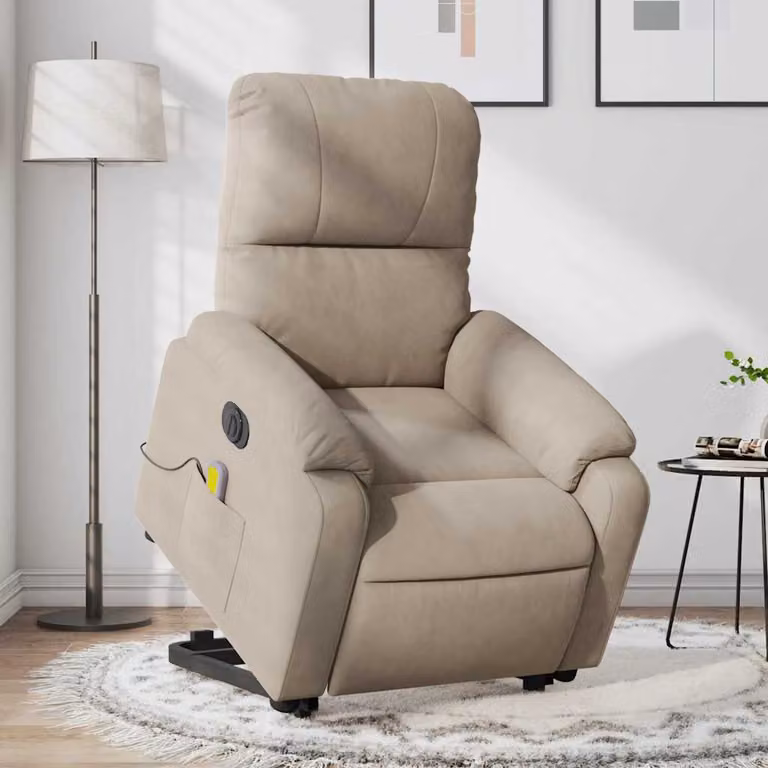 vidaXL Poltrona a Rialzo Reclinabile con Assistenza Elettrica in Microfibra Beige o Grigio