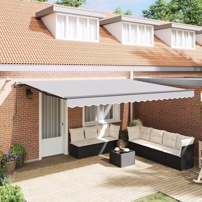 vidaXL Telaio tenda da sole elettrico con LED e sensore in alluminio, L: 5 m, P: 3 m