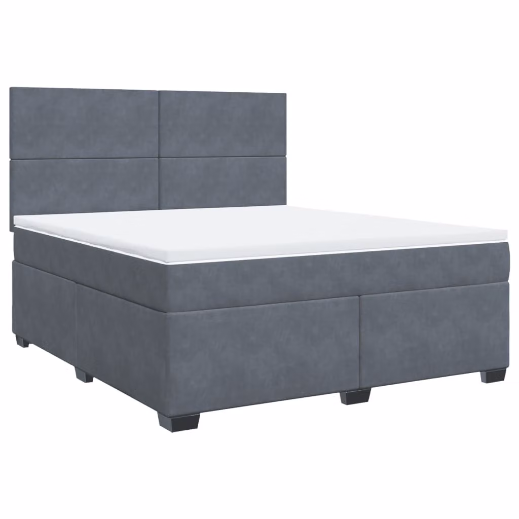 Giroletto a Molle con Materasso Grigio Scuro 180x200 cm Velluto