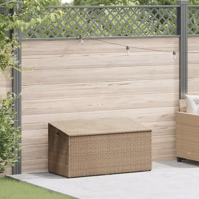 Baule da giardino moderno vidaXL in rattan beige L: 110 cm, P: 50 cm, H: 58 cm