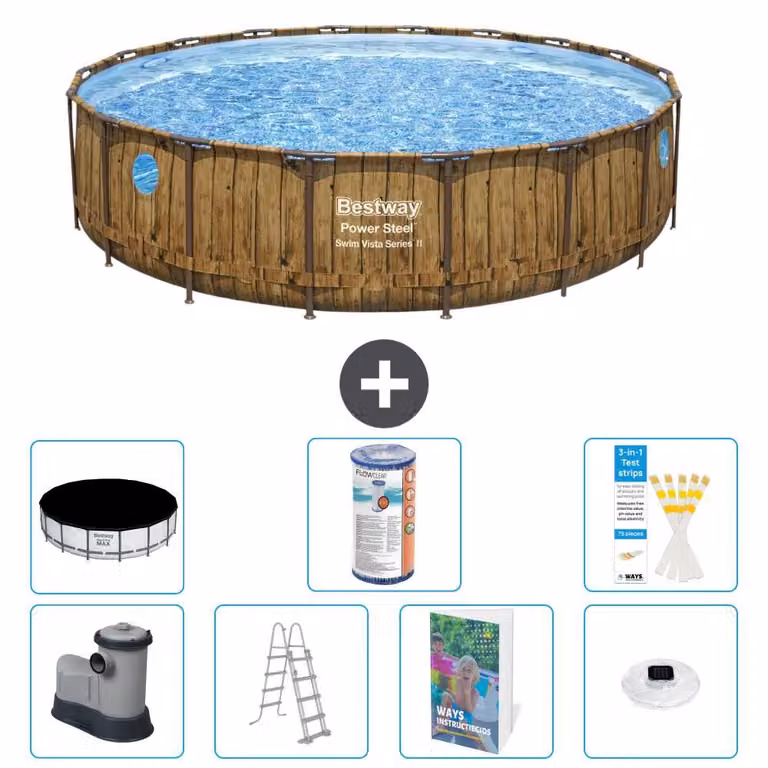 Bestway Power Steel, piscina rotonda - 549x122 cm - composta da 6 parti, modello S622