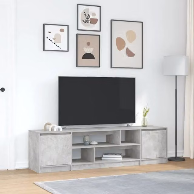 Mobile Porta TV-Mobile per TV-Credenza TV Grigio Cemento 188,5x41x50 cm Legno Multistrato