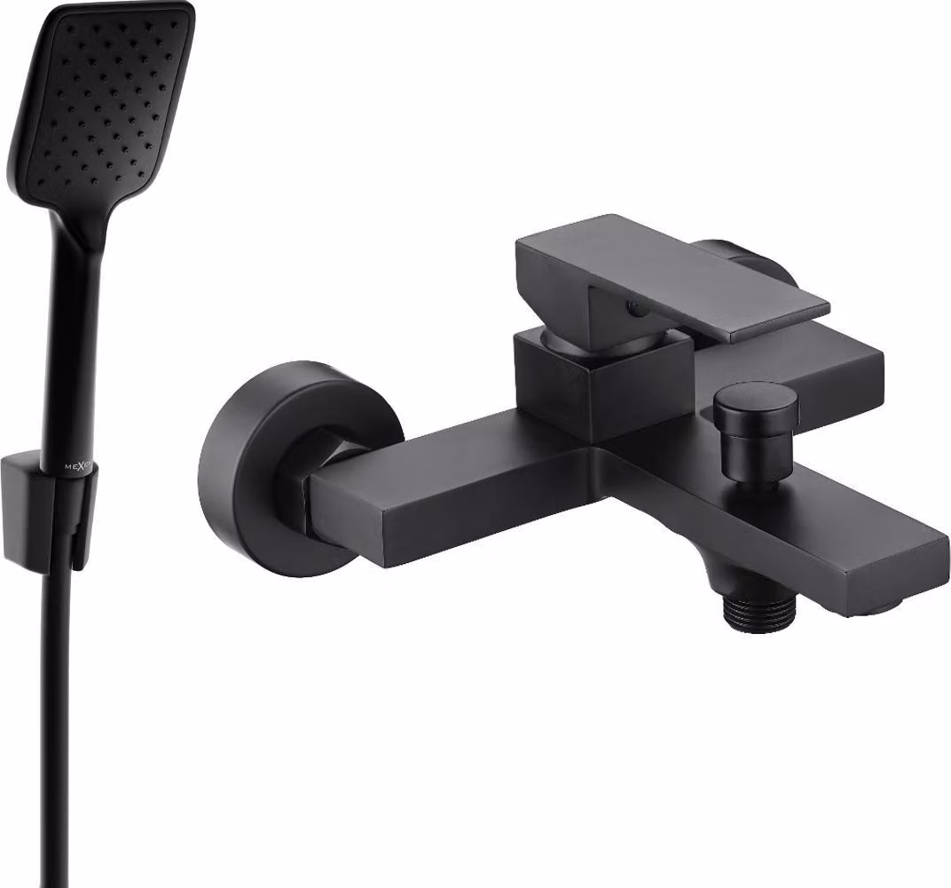 Mexen Uno R62 rubinetto da vasca con set doccia, nero - 7143R62-70