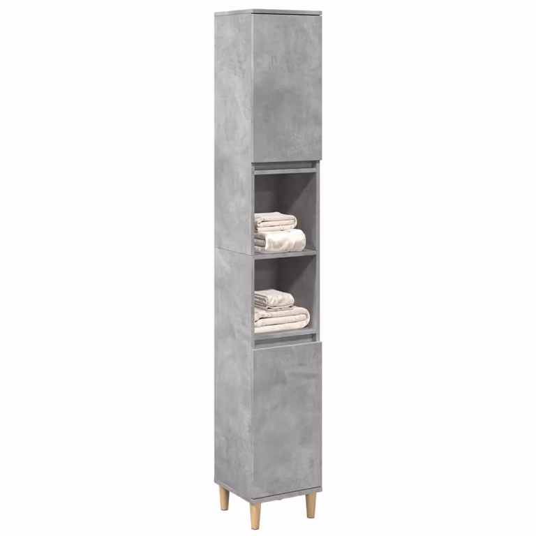 Armadietto da bagno moderno vidaXL in legno e MDF grigio opaco con ante a battente e ripiani interni, sospeso, L: 30 cm, P: 30 cm, H: 190 cm