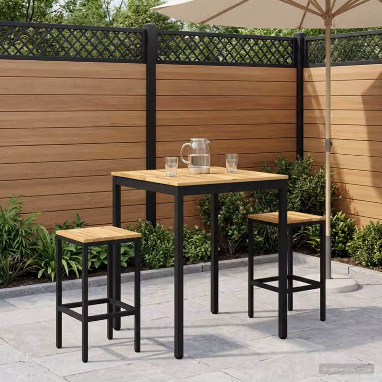 vidaXL Tavolo Bar da Giardino NAARDEN in Legno di Acacia Bianco e Nero L: 80 cm, P: 80,5 cm, H: 105 cm