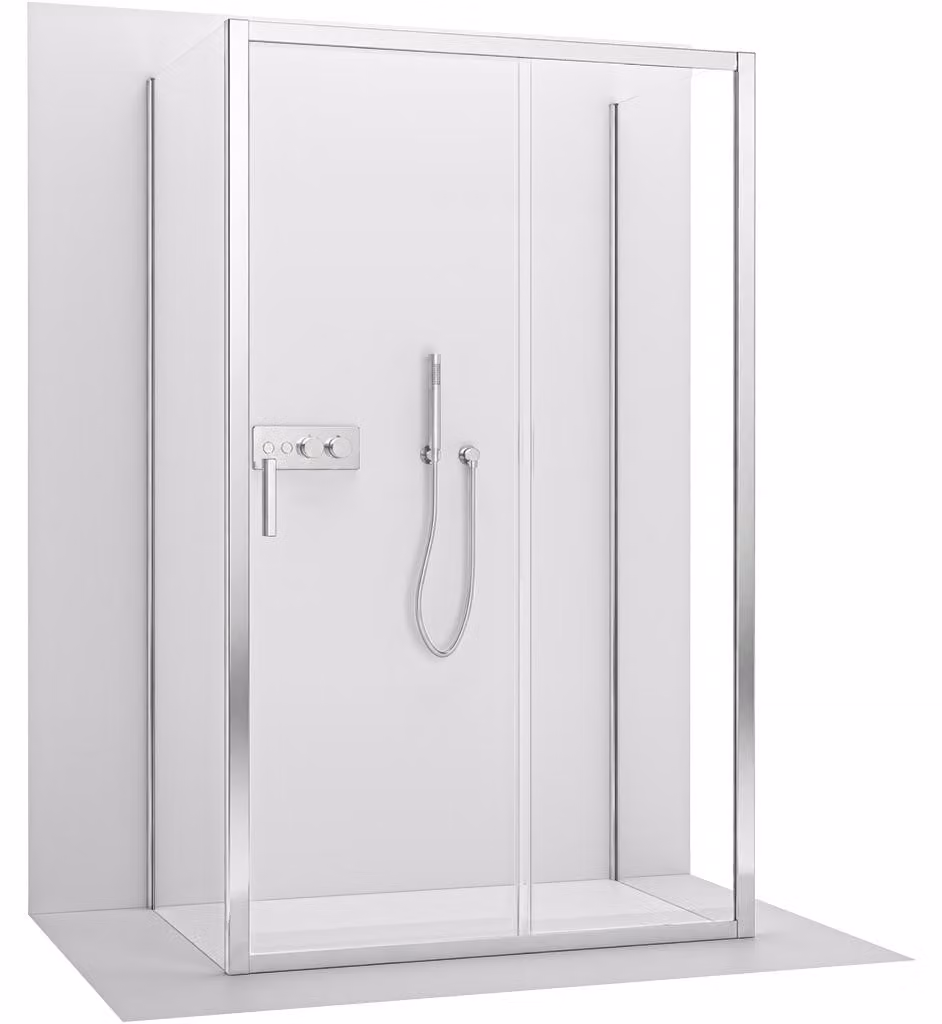 Cabina doccia angolare Varone LINE U L/P - vetro trasparente da 6 mm - cromato - 100x70x195 cm - scorrevole
