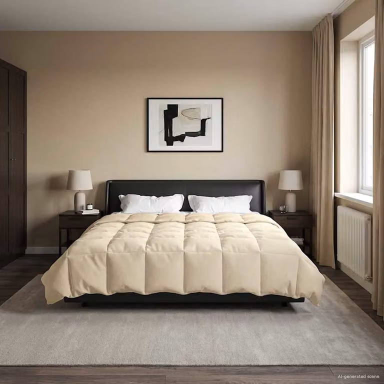 Piumone Completo Annuale 4 Stagioni vidaXL in Microfibra Reversibile e Traspirante, Colore Beige, L 220 x P 260 cm