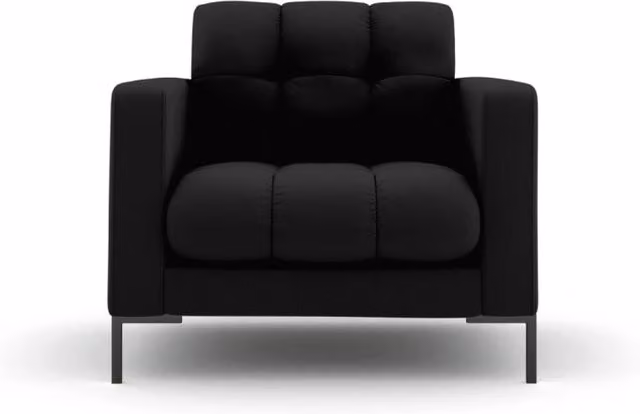 Poltrona Bali Cosmopolitan Design in tessuto strutturato nero con struttura in metallo e braccioli – 1
