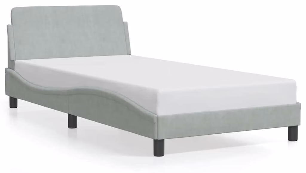 Struttura del letto Dover, tessuto velluto grigio chiaro, dimensioni 100x203 cm