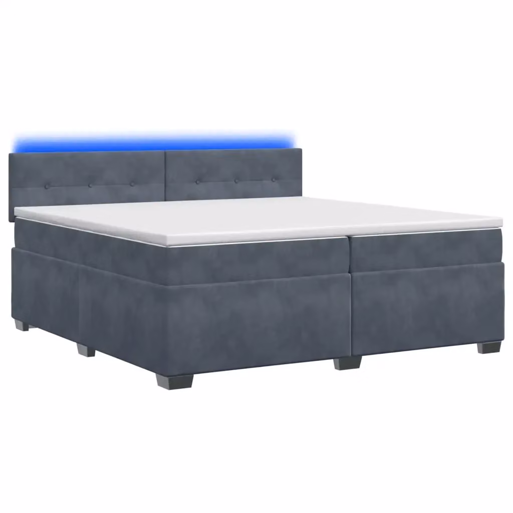 Letto con Box Spring, Materasso Ibrido e Illuminazione LED vidaXL, Grigio, 200 x 200 cm – 2