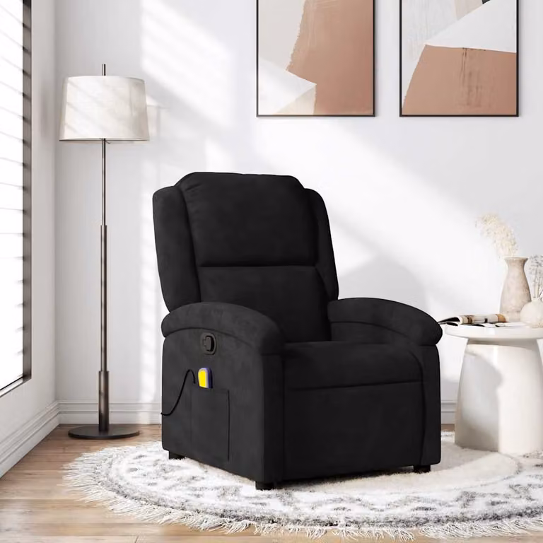 vidaXL Poltrona reclinabile relax in velluto nero con braccioli
