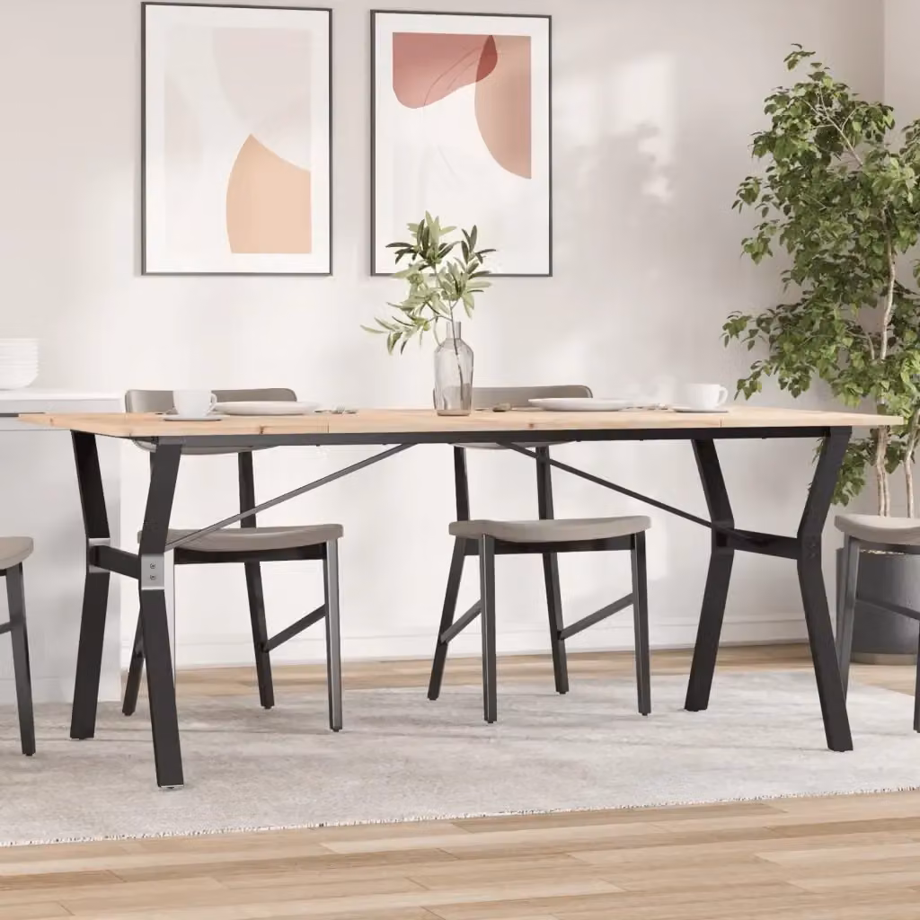 Tavolo da pranzo e da cucina rettangolare in legno di pino e metallo marrone con telaio a X L: 180 cm, P: 90 cm, H: 75 cm – 2