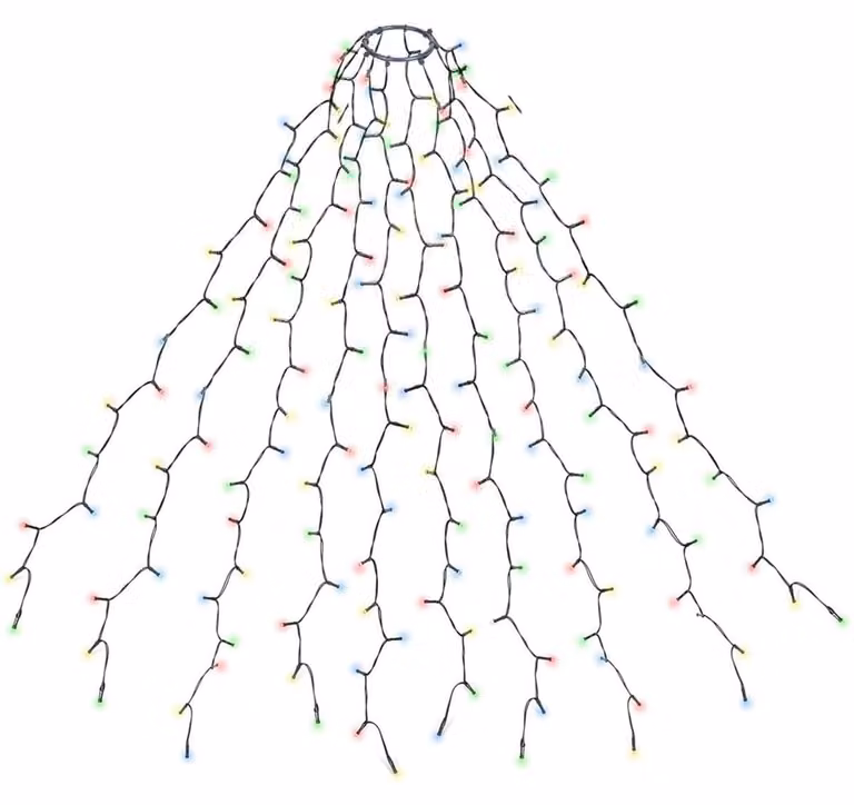 SALCAR, illuminazione per albero di Natale da 3 metri con anello e 10 ghirlande, catena luminosa LED da 350 luci per alberi di Natale, impermeabile, adatta per alberi di altezza da 120 cm a 350 cm, multicolore
