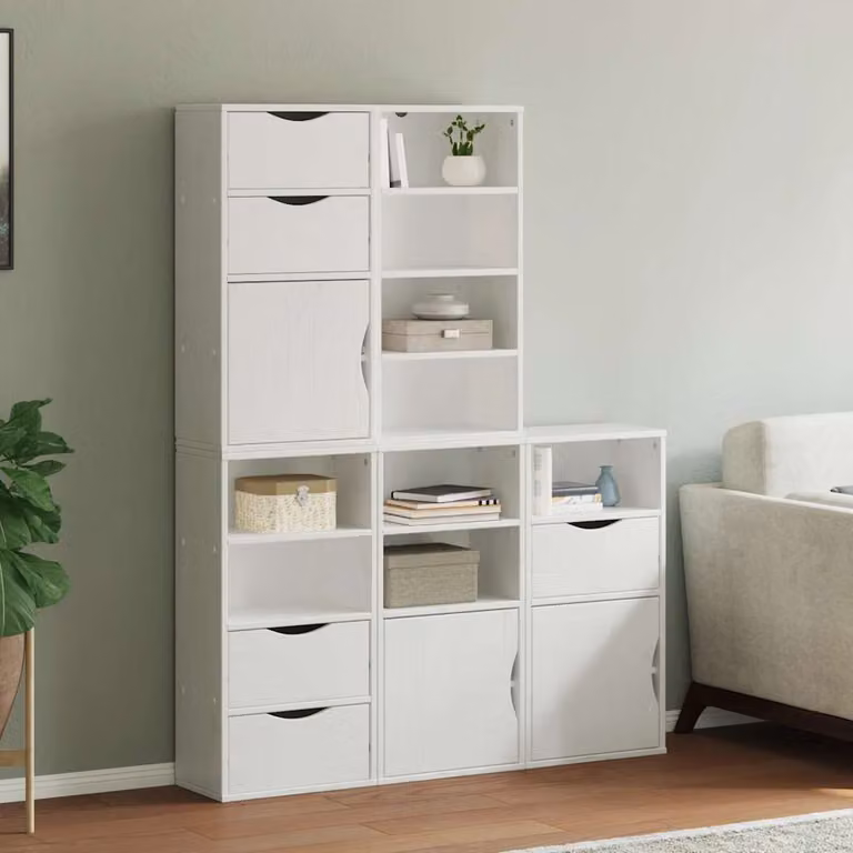 Set di 5 armadietti laterali ODDA vidaXL in legno di pino bianco, da appendere a parete, L 40 cm x P 24 cm x H 79 cm