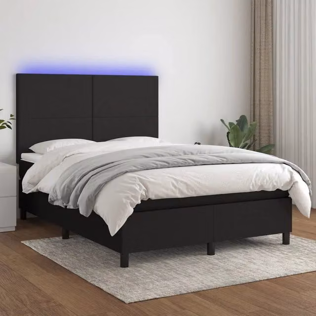 Letto Ibrido vidaXL con Materasso e Illuminazione LED Sotto il Letto, Nero, L/P/H: 200 x 140 x 128 cm – 1