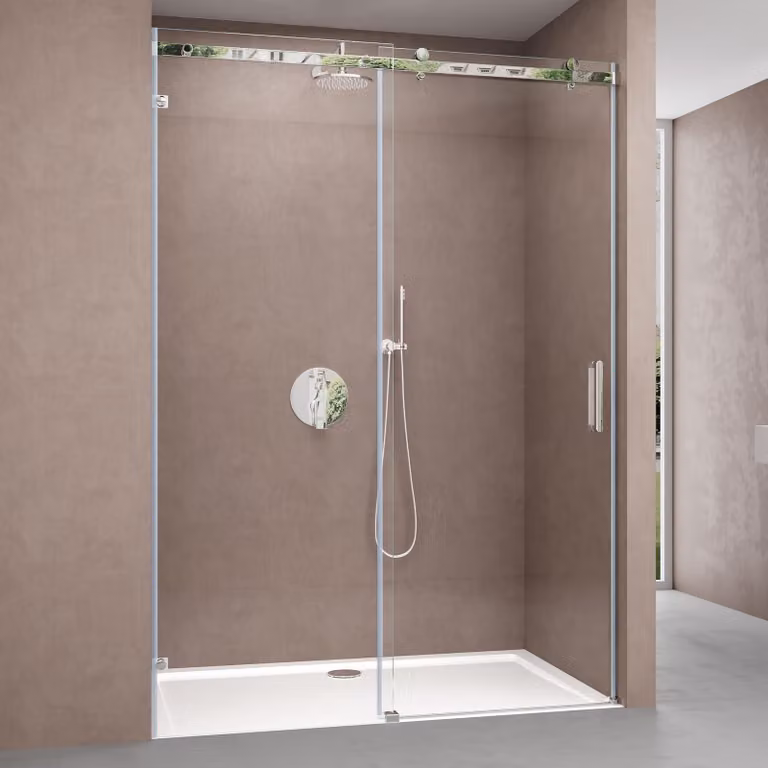 doporro Porta Doccia Scorrevole per Nicchia 130x195 cm, Box Doccia in Vetro Temperato Trasparente 8 mm Anticalcare Teramo04-2