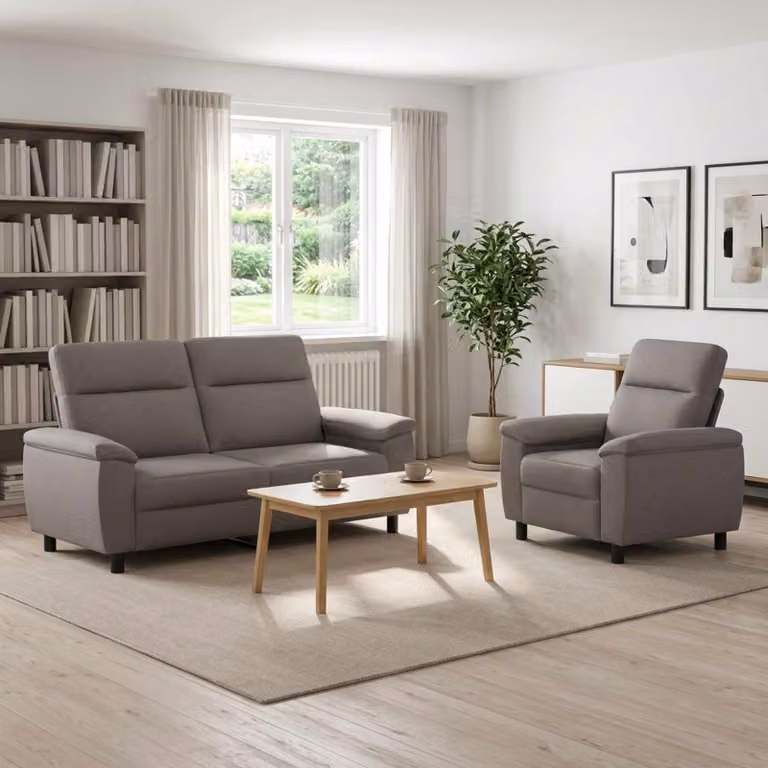 Set di 2 divani moderni vidaXL in tessuto beige e grigio con struttura in metallo per il tuo soggiorno