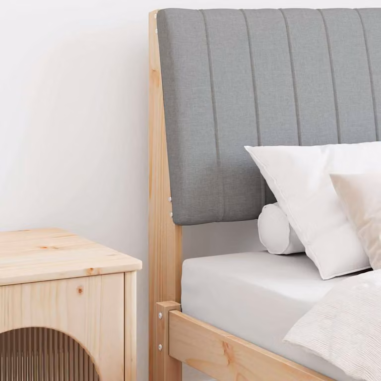 Testiera imbottita vidaXL in pino massello Grigio chiaro, Larghezza: 75 cm
