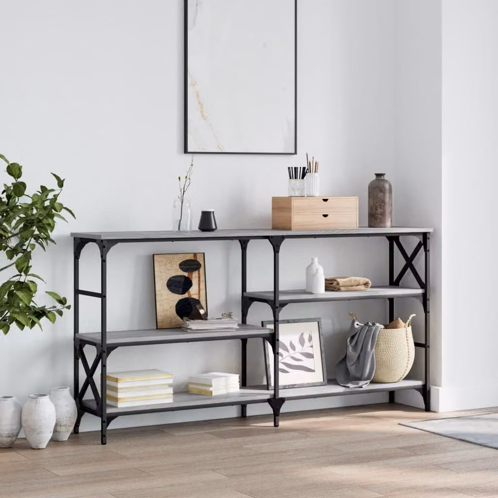 vidaXL Tavolo Consolle in Legno Multistrato Grigio Sonoma L: 150 cm, P: 29 cm, H: 76,5 cm