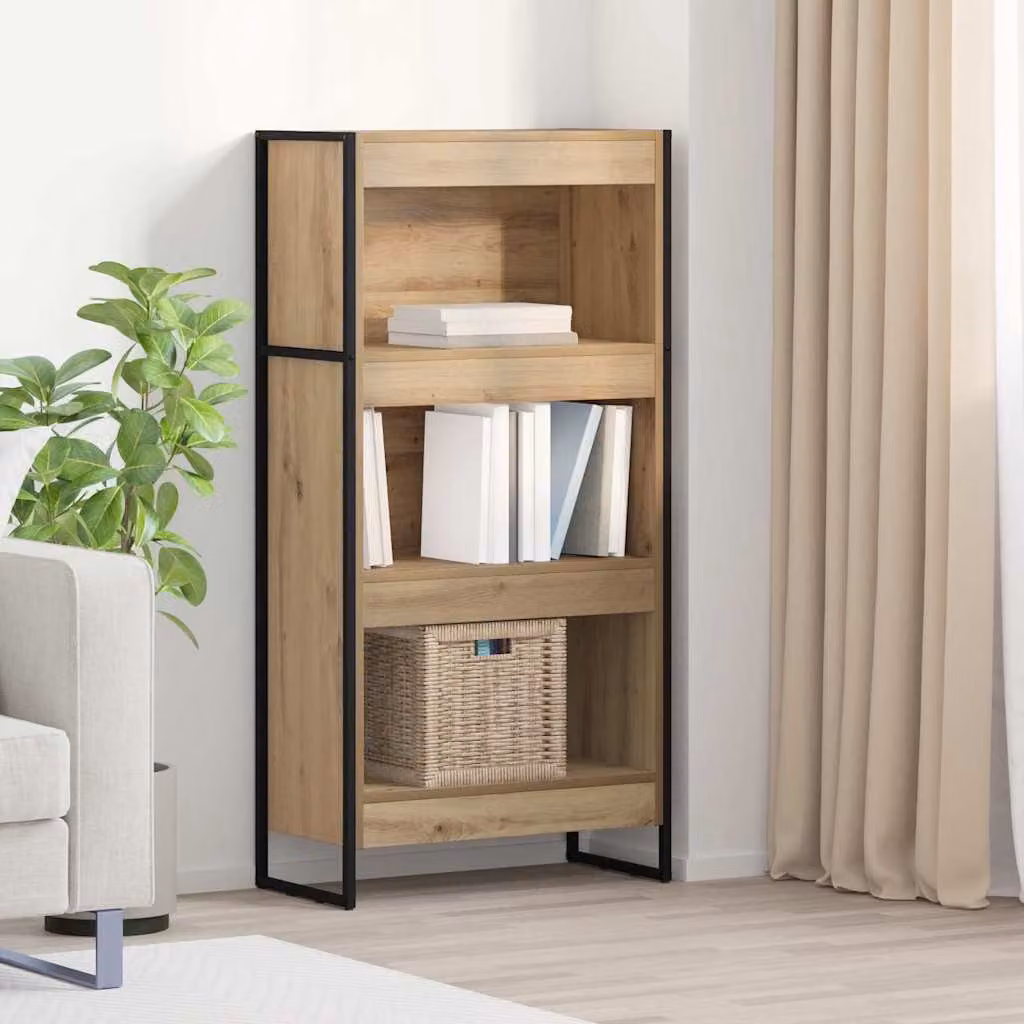vidaXL Armadio per Libri in Stile Industrial Marrone in Legno e Metallo L: 60 cm, P: 30 cm, H: 121 cm