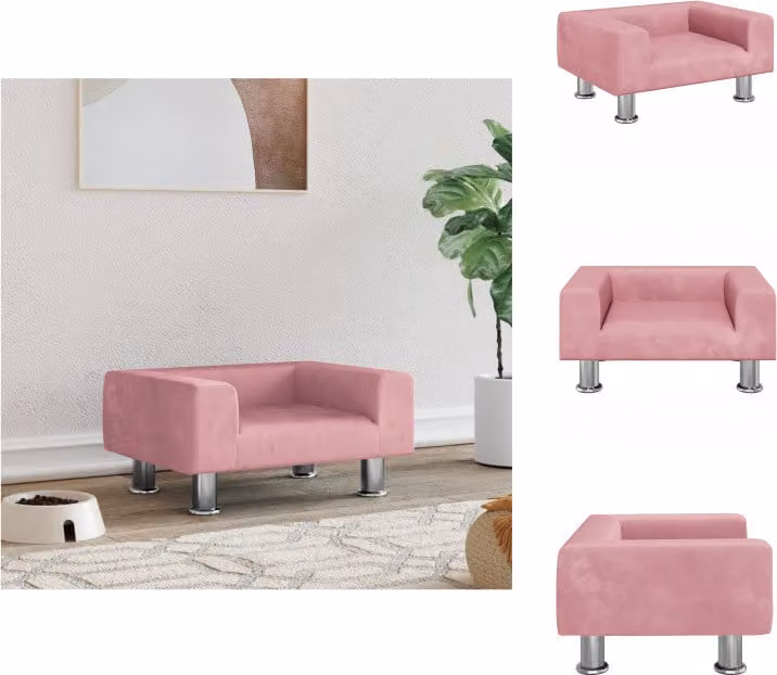 vidaXL Letto per cani rosa 50x40x26,5 cm in velluto - Letti per cani