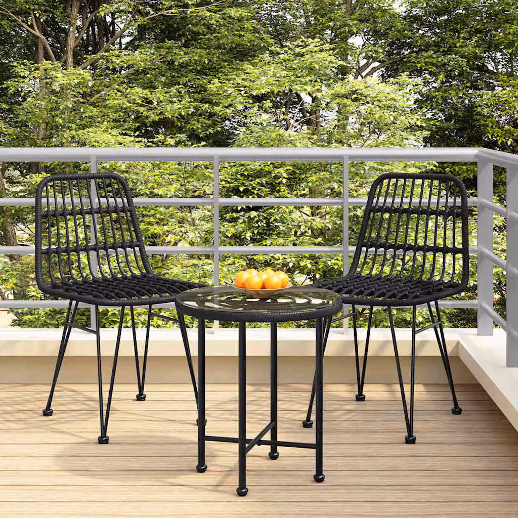 Set di 2 sedie da giardino vidaXL in rattan PE nero con braccioli L/P/H: 47 x 48 x 84 cm