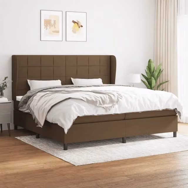 Letto Ibrido vidaXL con Giroletto a Molle e Materasso Marrone e Bianco L/P/H: 200 x 203 x 128 cm