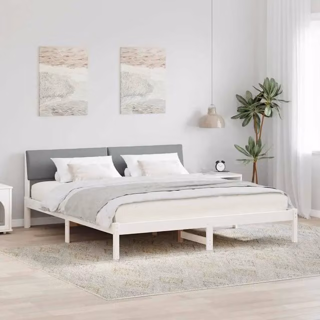 Struttura del letto-Giroletto-Rete del Letto Bianco e grigio chiaro 180 x 200 cm 885792