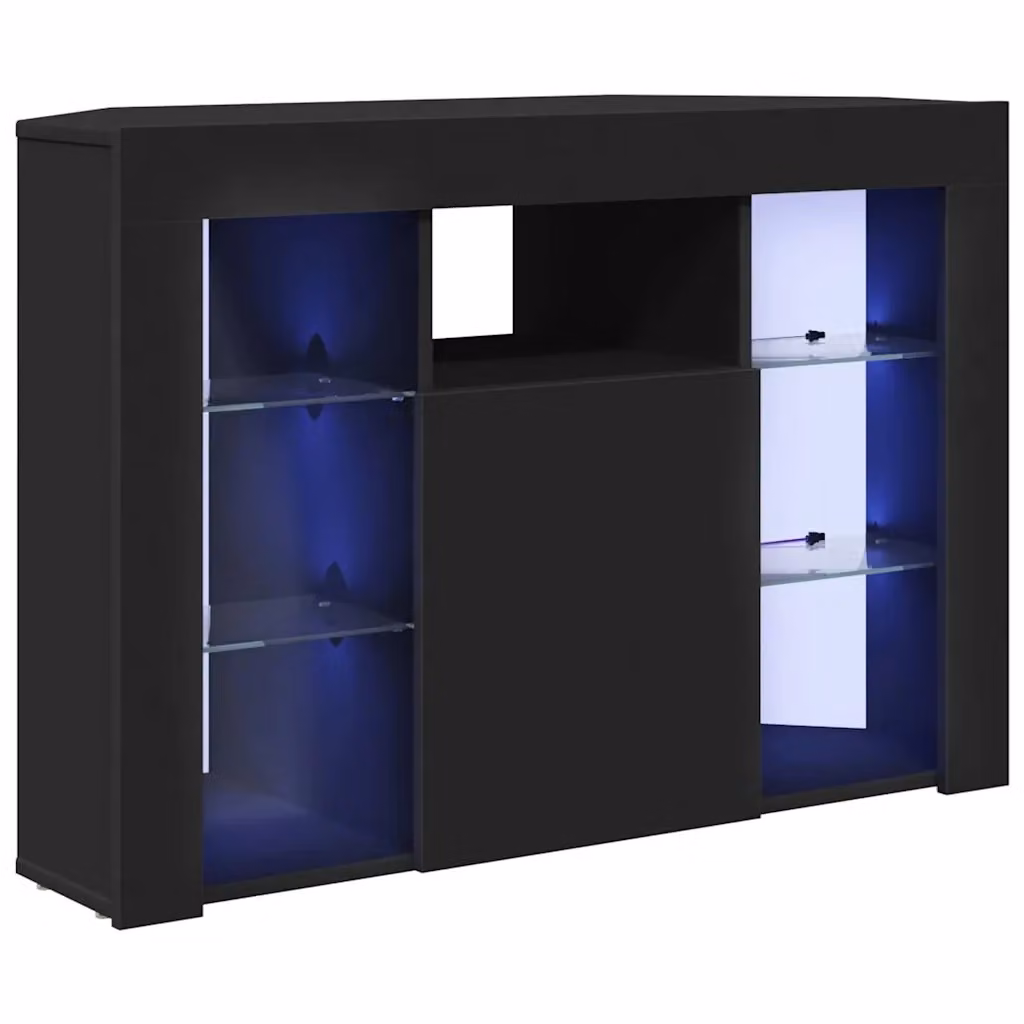 Mobile TV angolare vidaXL con illuminazione LED integrata in legno nero L: 101 cm, P: 40 cm, H: 68 cm – 2
