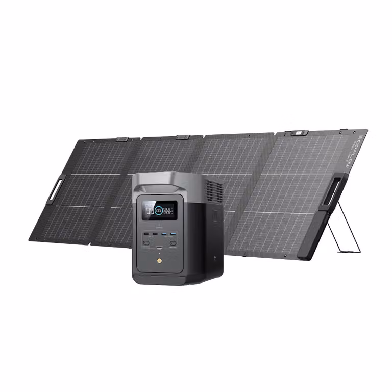 Centrale elettrica portatile EcoFlow DELTA 2 con pannello solare da 220W, centrale elettrica da balcone con sistema solare di accumulo da balcone e ricarica rapida come generatore solare