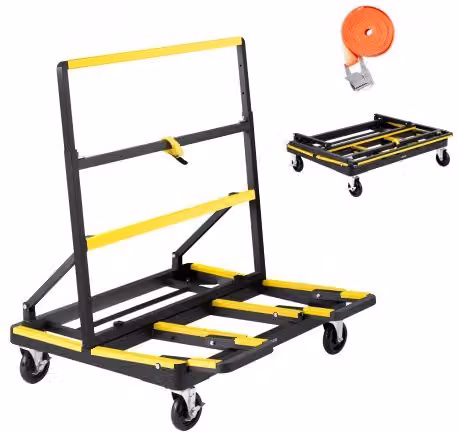 VEVOR Carrello per Cartongesso in Acciaio Nero con Piano Espandibile e 4 Ruote Girevoli, Capacità di Carico 816 kg