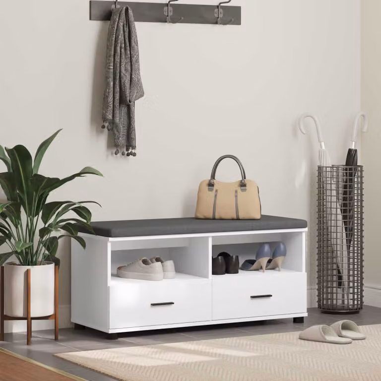 vidaXL Panca per ingresso con scarpiera moderna in bianco e nero L: 100 cm, P: 38 cm, H: 46 cm